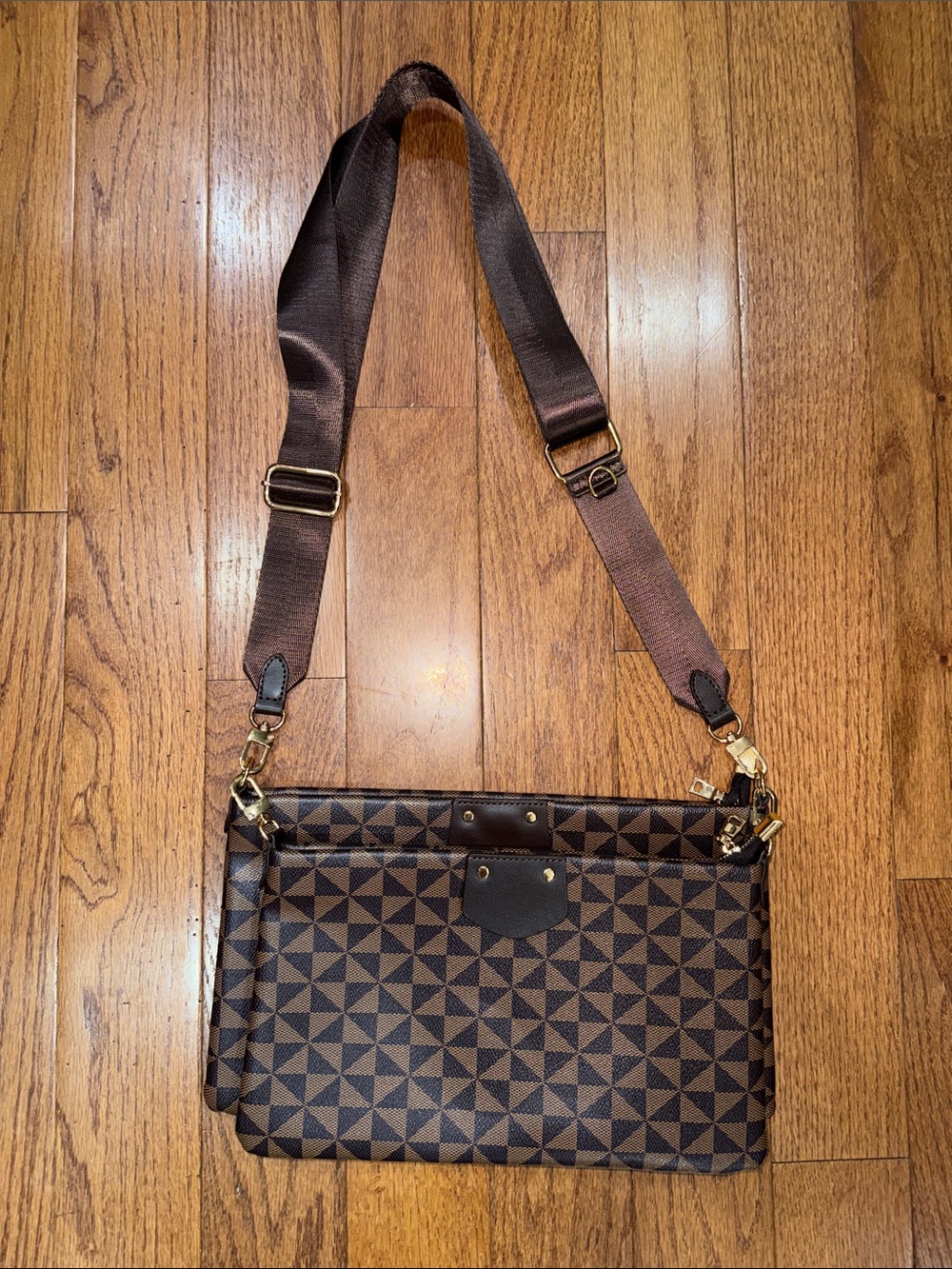 Brown Checkeded Crossbody bag
